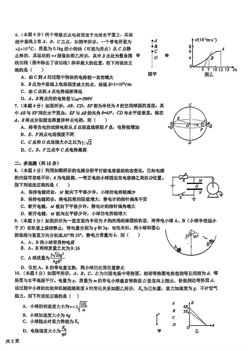 辽宁省沈阳市部分学校2025-2026学年高二上学期10月月考物理试卷（月考）第2页