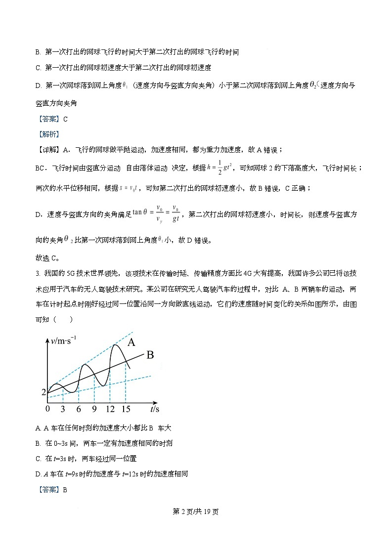 四川省广安中学2026届高三上学期10月月考物理试题 Word版含解析第2页