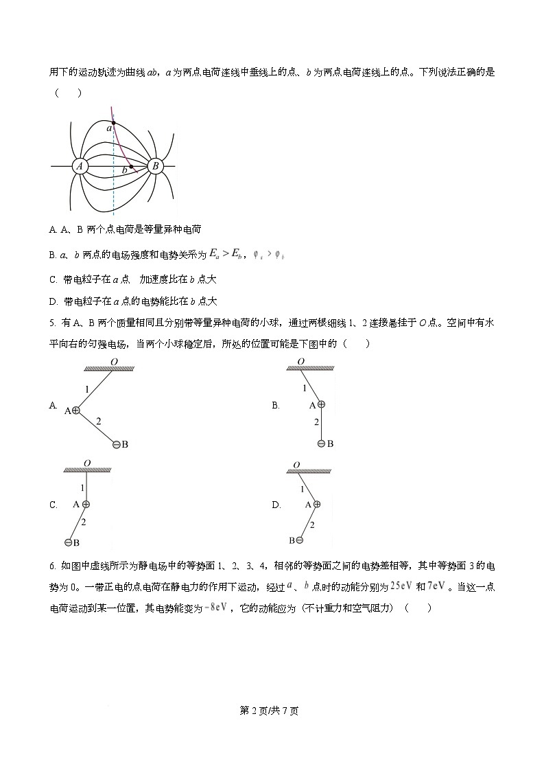 四川省攀枝花市第三高级中学2025-2026学年高二上学期9月调研测试物理试卷（原卷版）第2页