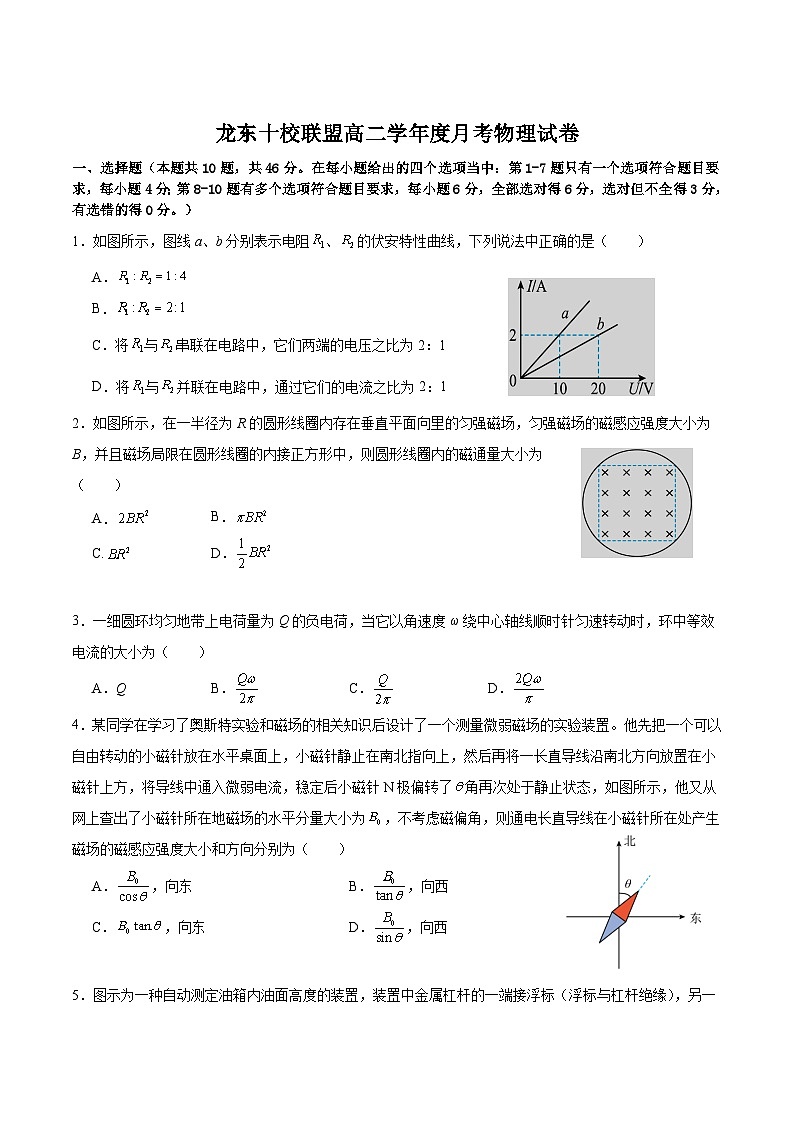 黑龙江省龙东十校联盟2025-2026学年高二上学期10月月考物理试卷（Word版附答案）第1页