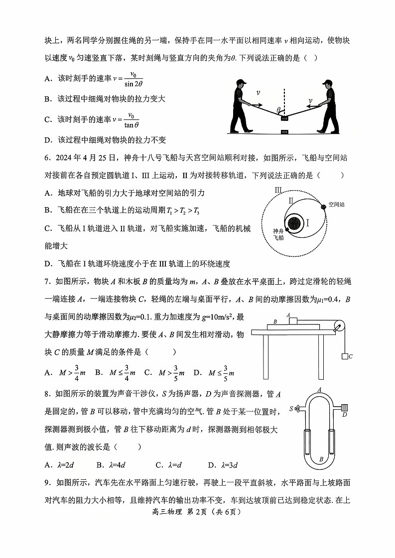 江苏省南京市、镇江市、徐州市联盟校2025-2026学年高三上学期10月考试物理试卷第2页