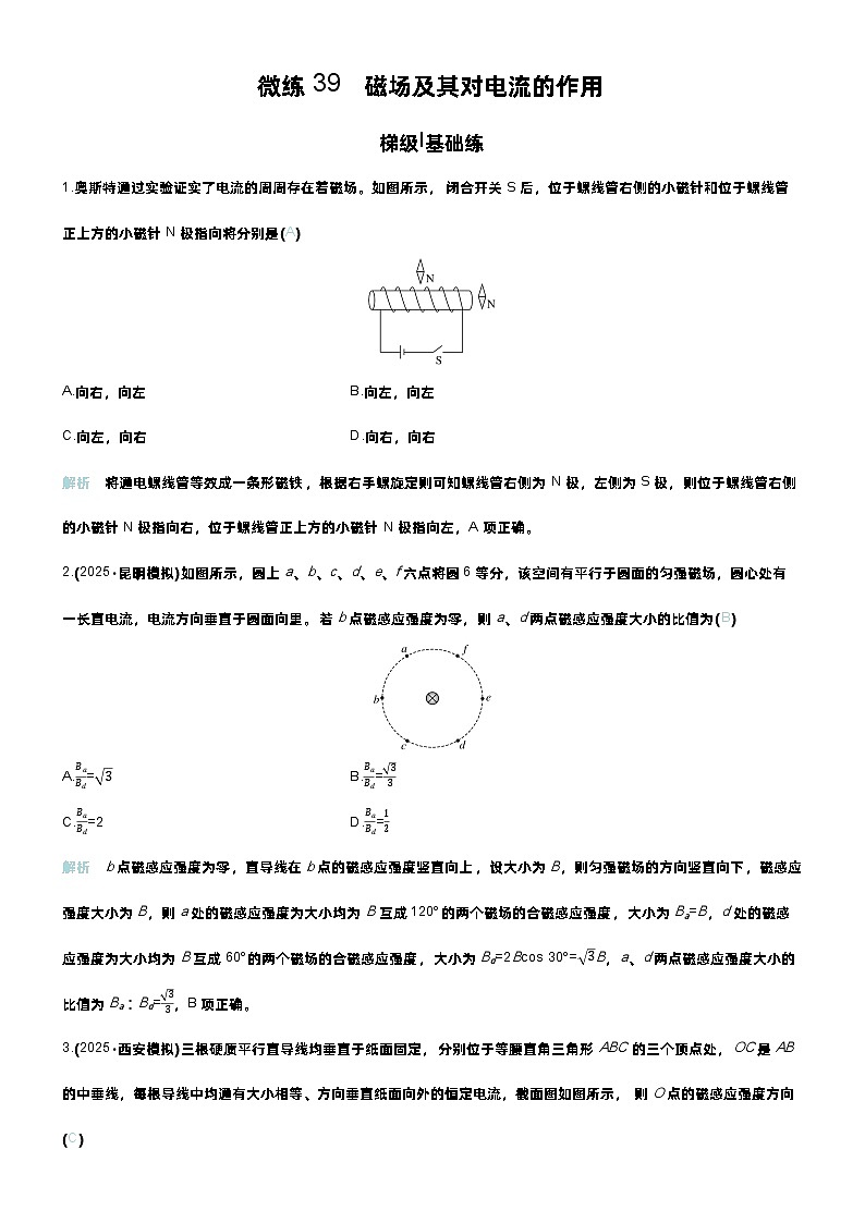 高考物理一轮复习讲义微练39　磁场及其对电流的作用第1页
