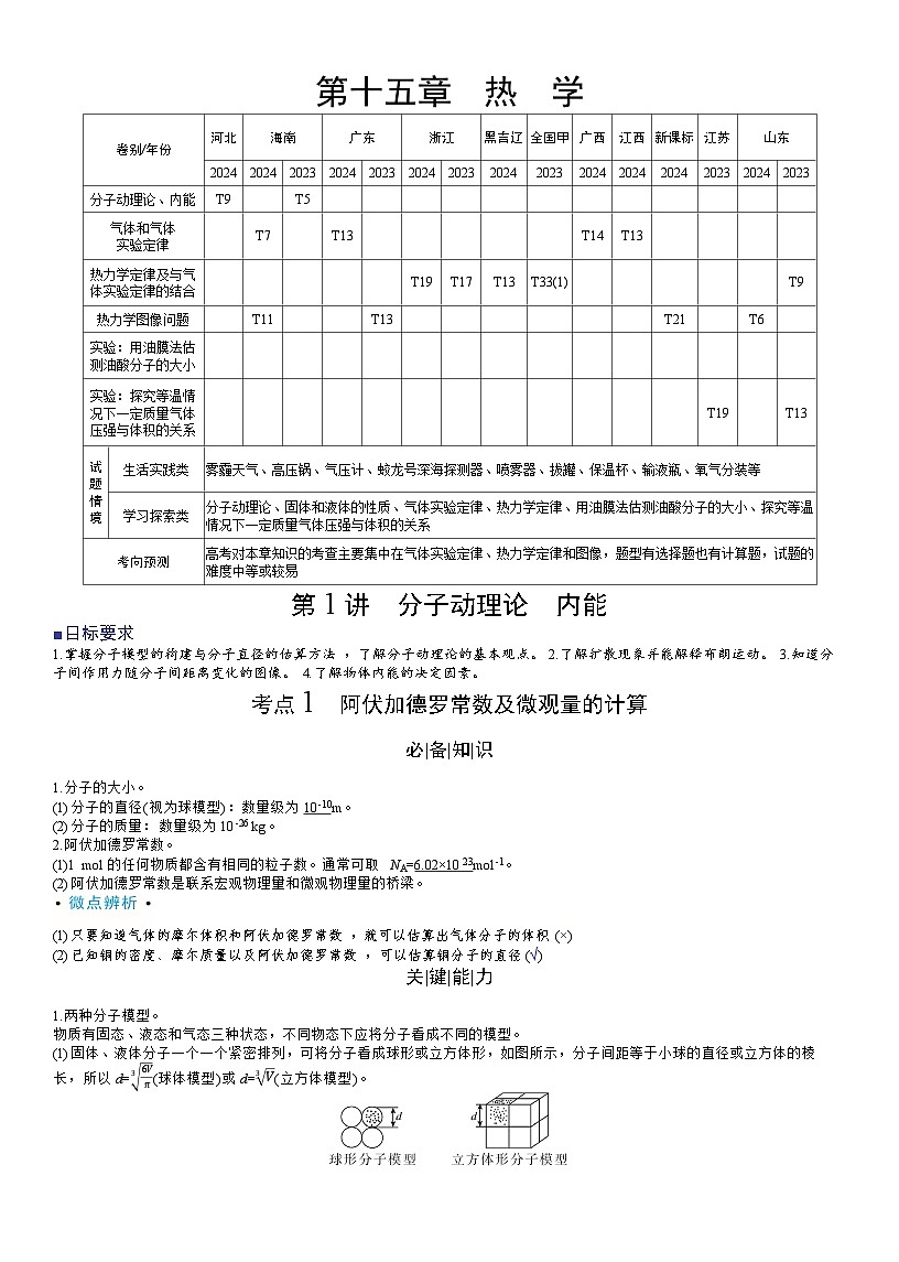 高考物理一轮复习讲义第一十五章　热　学第1页