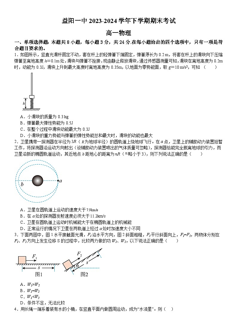 湖南省益阳市第一中学2023-2024学年高一下学期期末考试物理试卷第1页