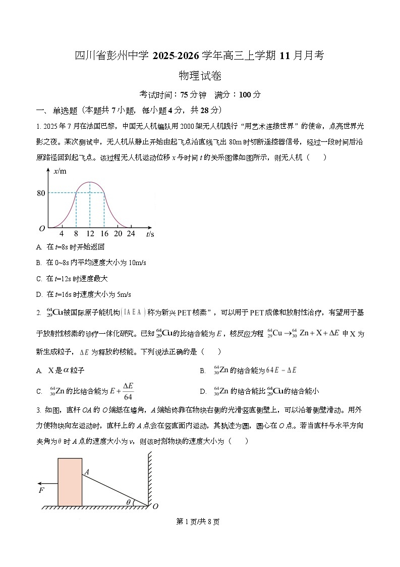 四川省彭州中学2026届高三上学期11月月考物理试题（原卷版）第1页