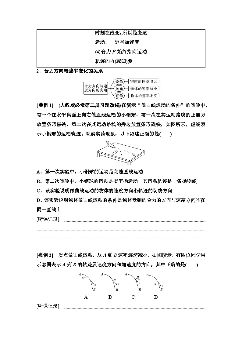 高考物理一轮复习讲义16　第四章　第1节　曲线运动　运动的合成与分解第3页