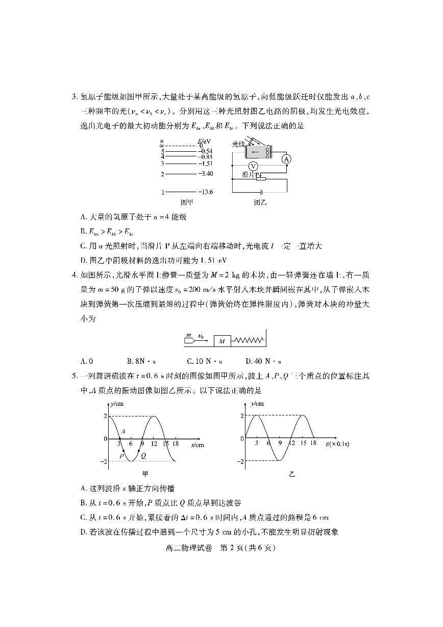 湖北省荆州市2024-2025学年高二年级下学期质量检测物理试卷（无答案）第2页