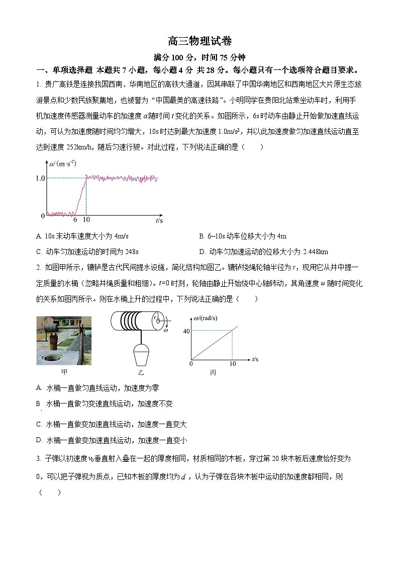 山西省晋中市部分学校2025-2026学年高三上学期11月检测物理试题 Word版无答案第1页