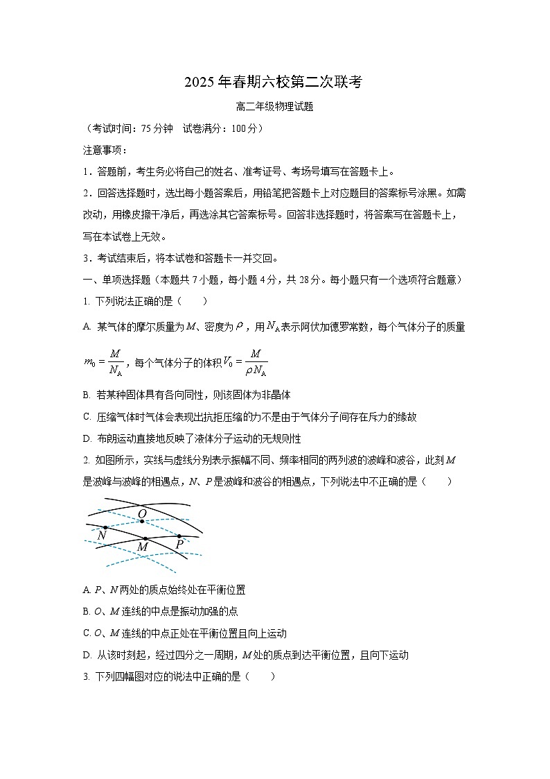 2024~2025学年河南省南阳市六校高二（下）第二次联考物理试题（学生版）第1页
