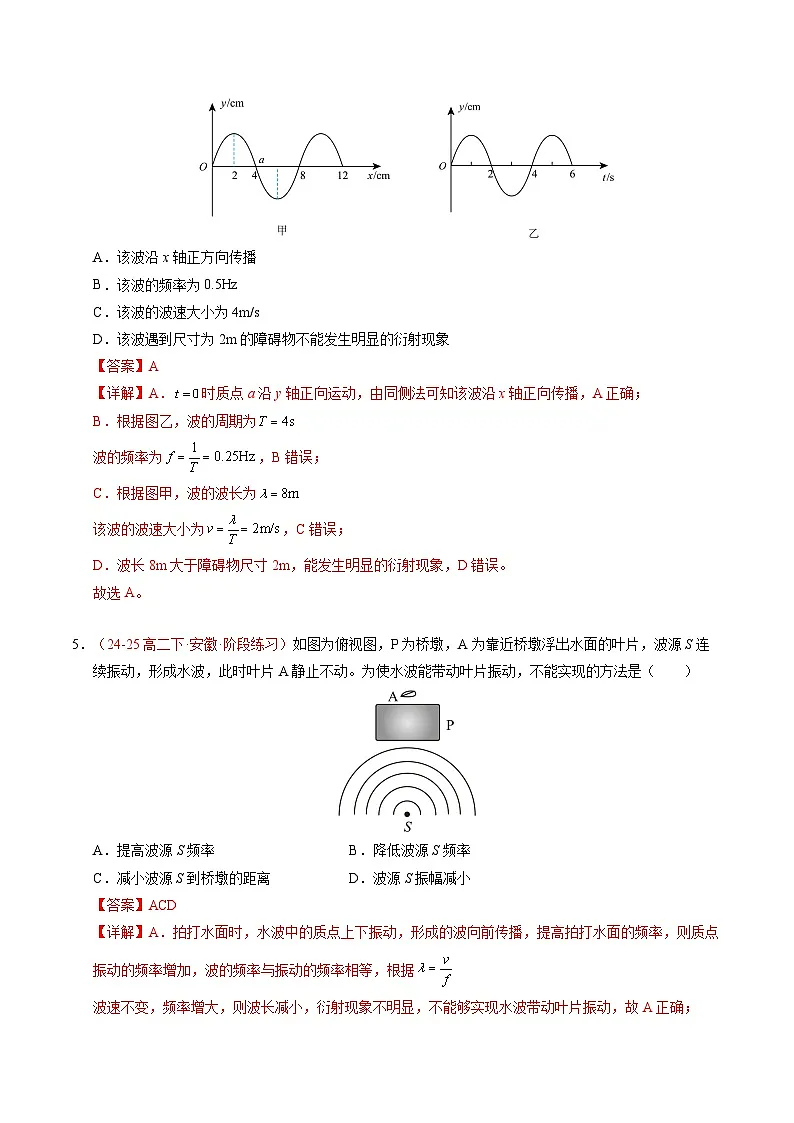 3. 波的反射、折射和衍射（培优考点练）（解析版）第3页