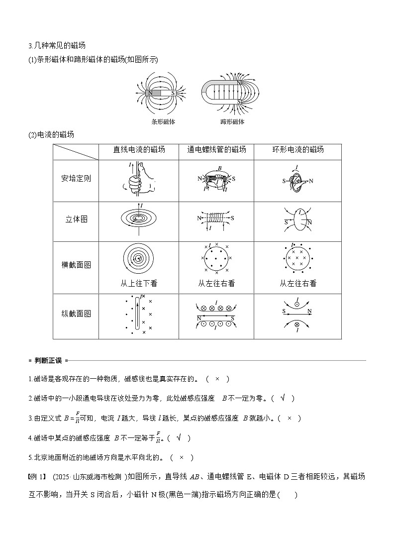 高考物理【一轮复习】讲义练习第十一章　第57课时　磁场及其对电流的作用第3页