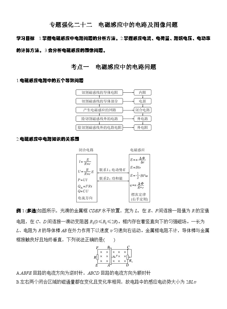 高考物理【一轮复习】讲义练习专题强化二十二　电磁感应中的电路及图像问题第1页