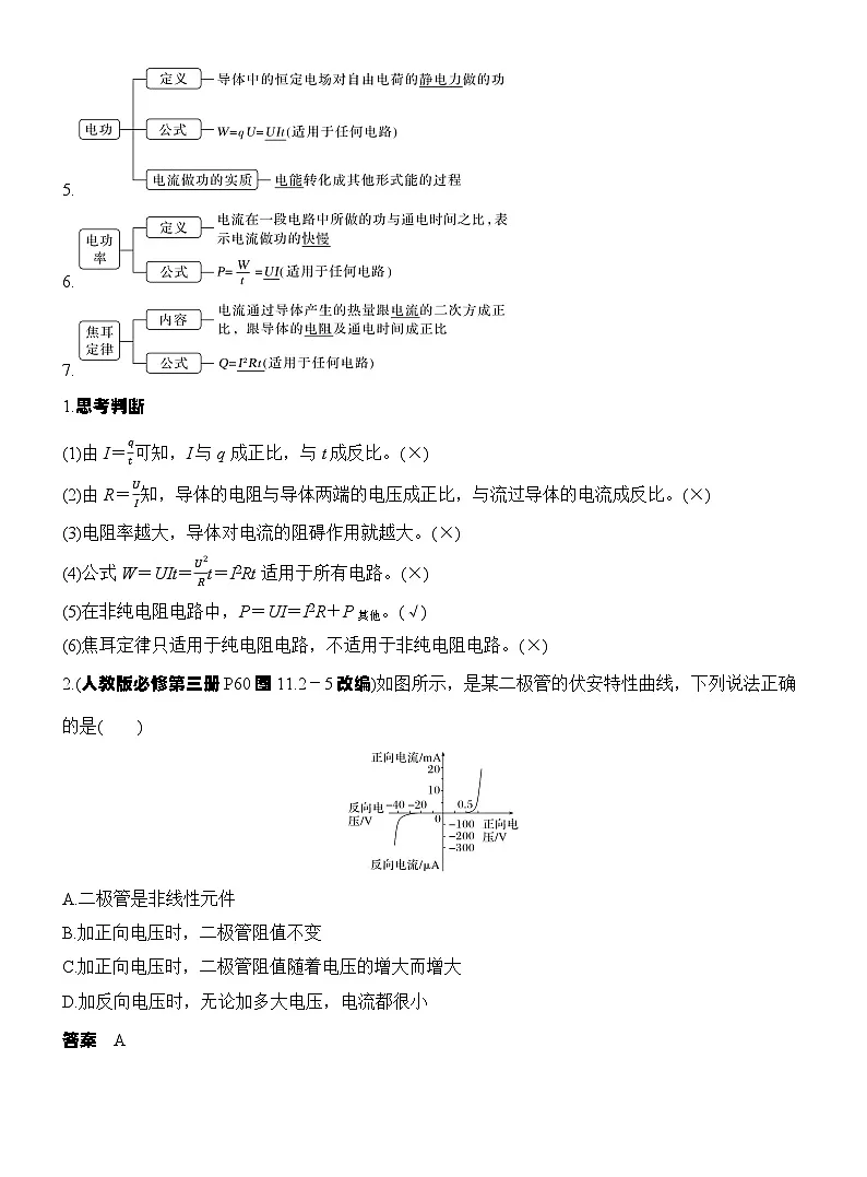 高考物理【一轮复习】讲义练习第1讲　电路的基本概念及规律第2页