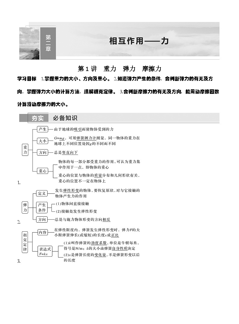 高考物理【一轮复习】讲义练习第1讲　重力　弹力　摩擦力第1页