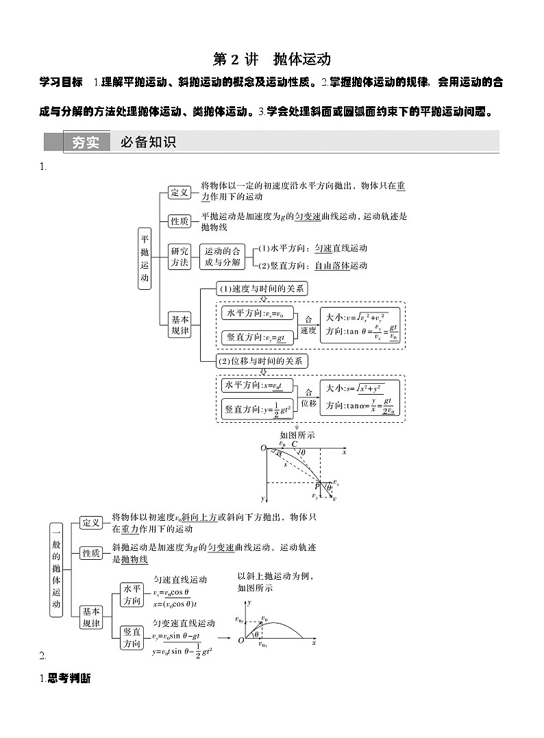 高考物理【一轮复习】讲义练习第2讲　抛体运动第1页