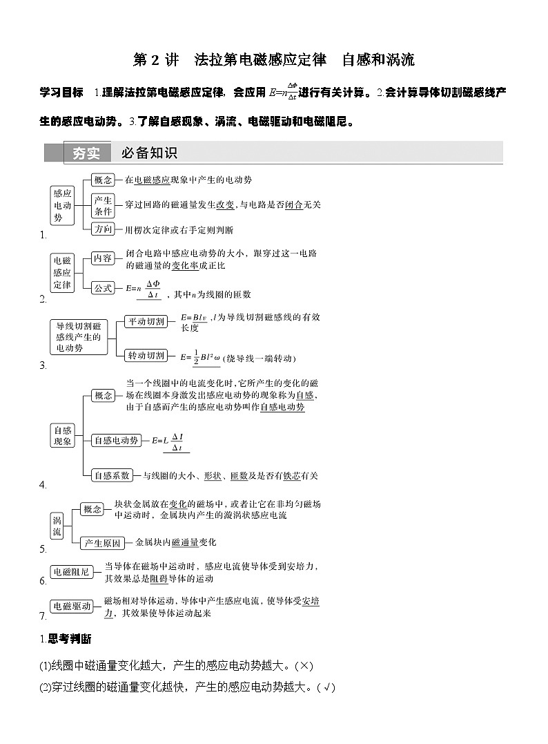 高考物理【一轮复习】讲义练习第2讲　法拉第电磁感应定律　自感和涡流第1页