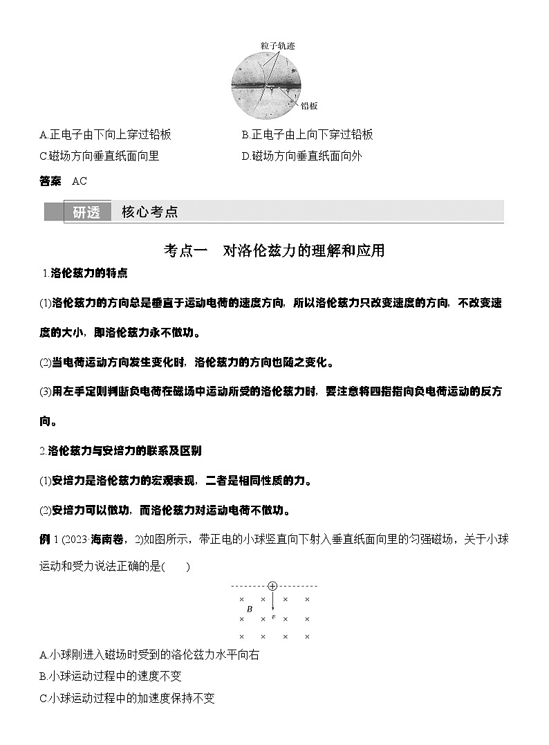 高考物理【一轮复习】讲义练习第2讲　磁场对运动电荷的作用第2页