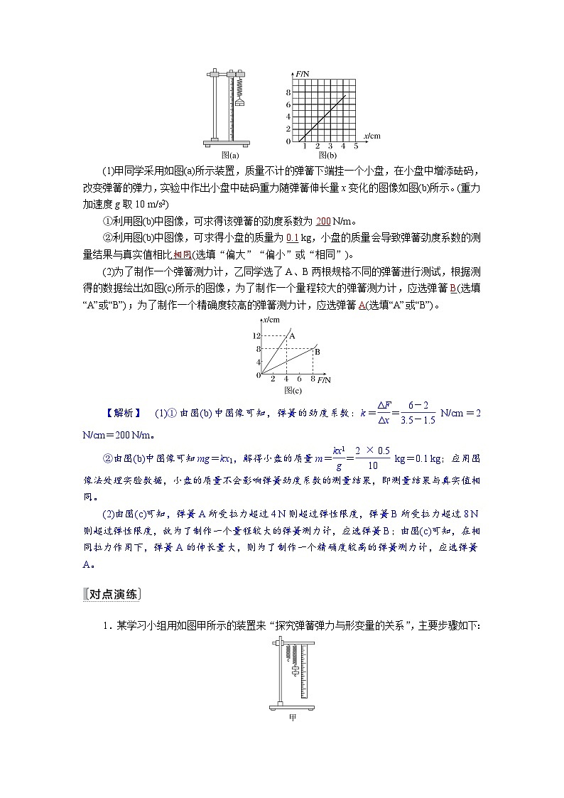 高考物理一轮复习讲义练习第二章　第6讲　实验二：探究弹簧弹力与形变量的关系第2页