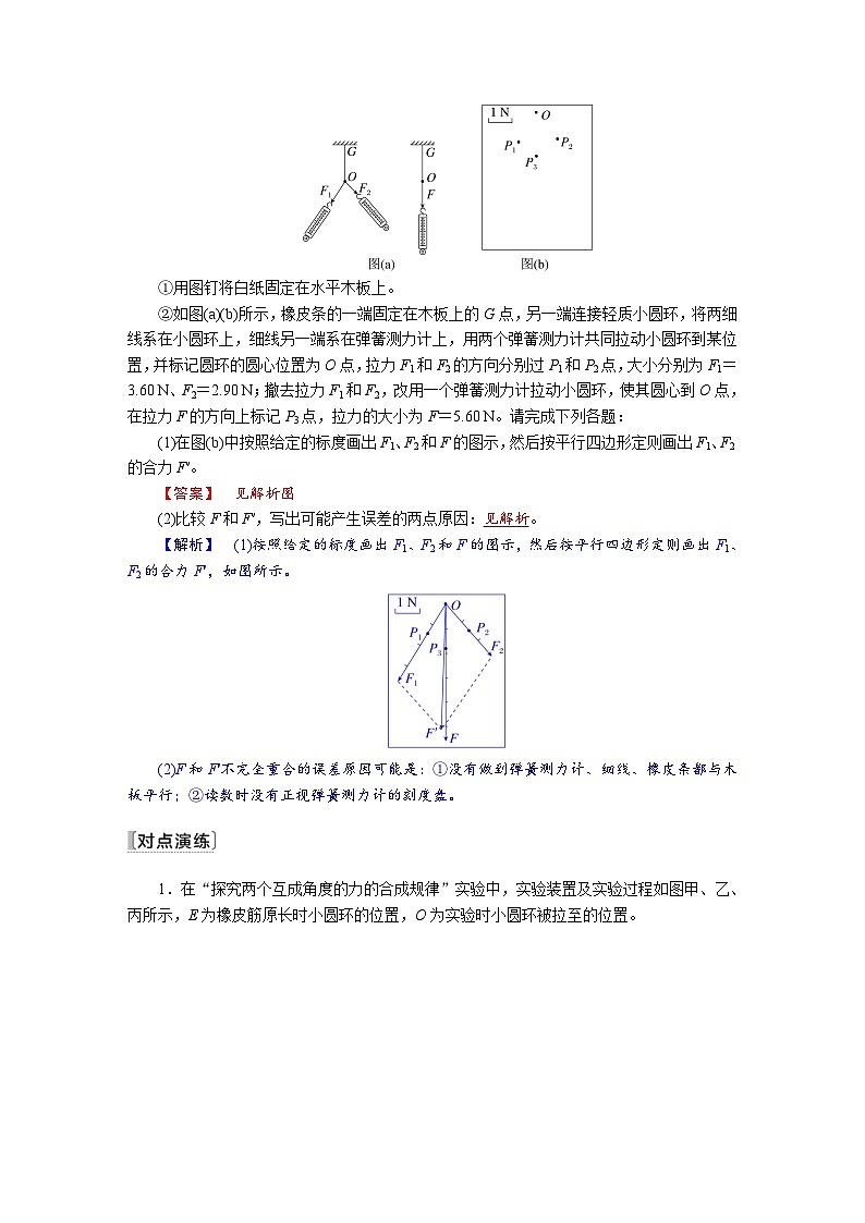 高考物理一轮复习讲义练习第二章　第7讲　实验三：探究两个互成角度的力的合成规律第2页