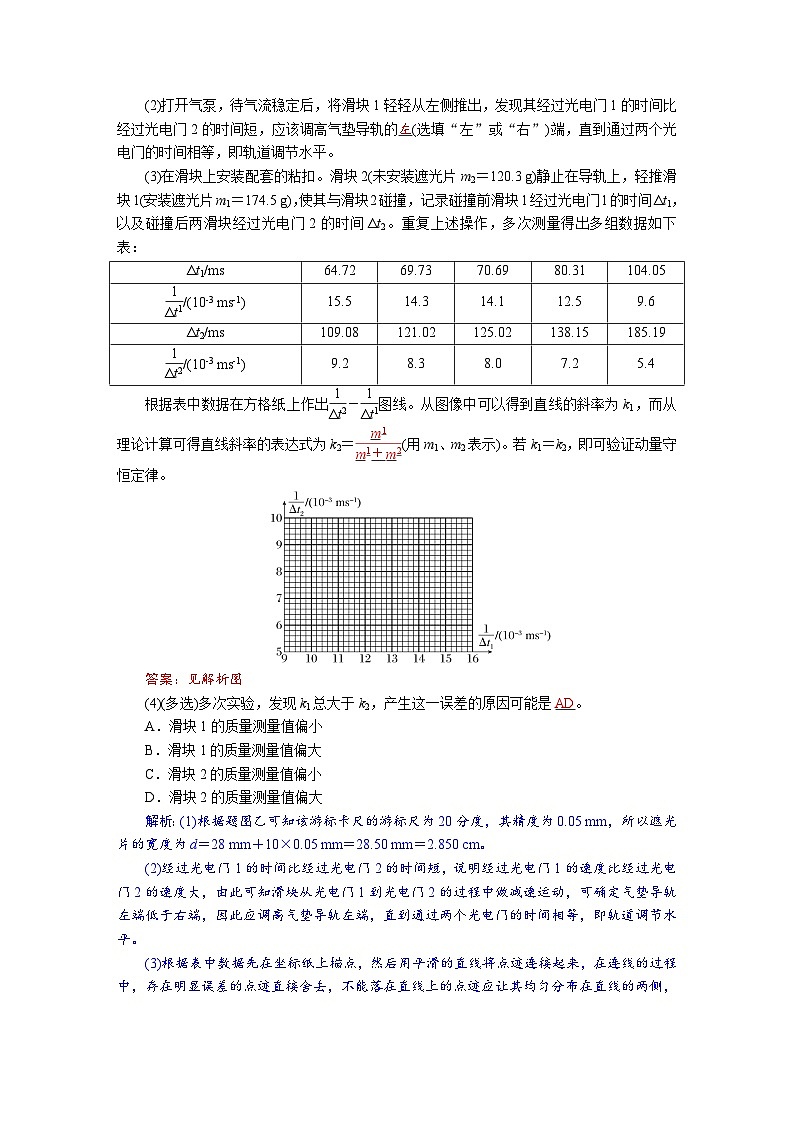 高考物理一轮复习讲义练习第七章　第5讲　实验八：验证动量守恒定律第3页
