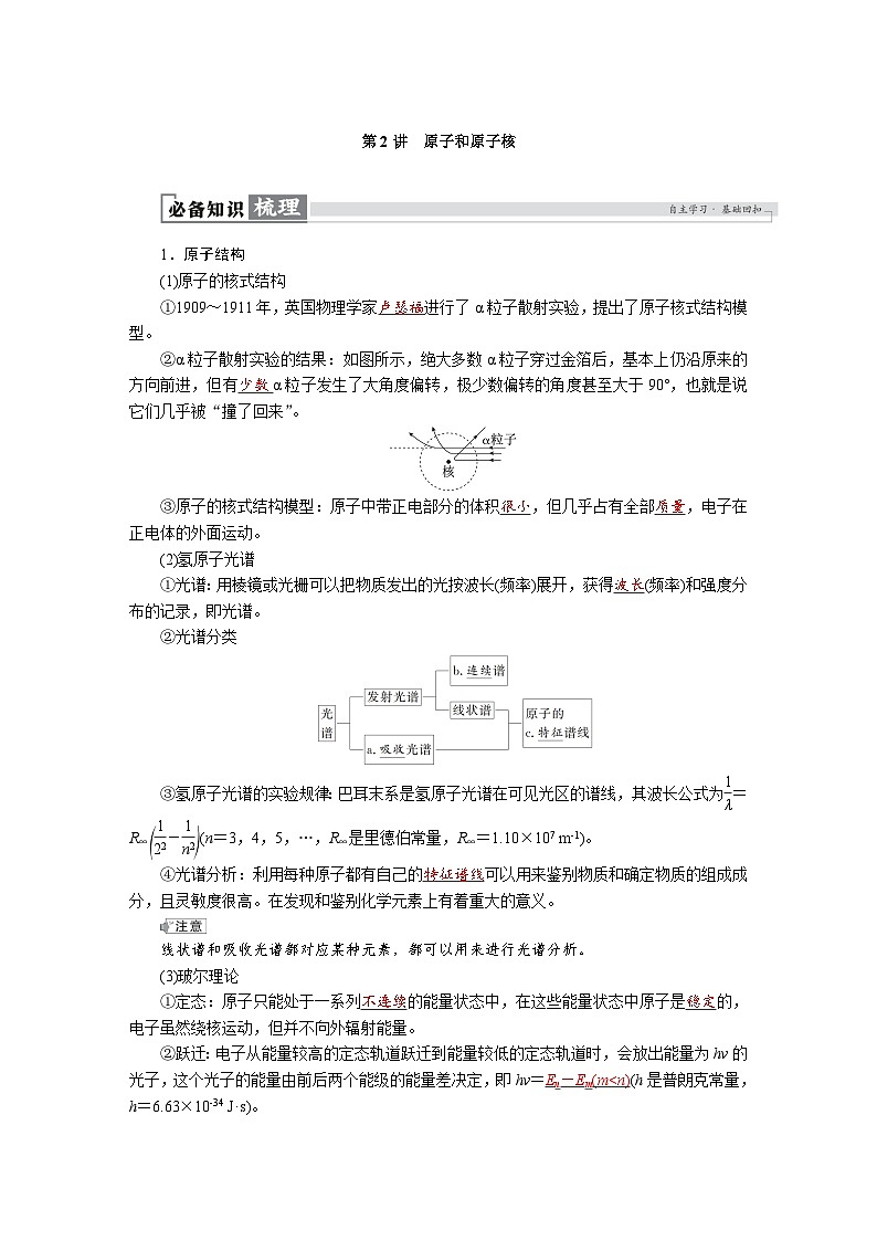 高考物理一轮复习讲义练习第十六章　第2讲　原子和原子核第1页