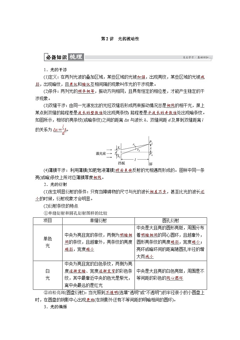 高考物理一轮复习讲义练习第十四章　第2讲　光的波动性第1页