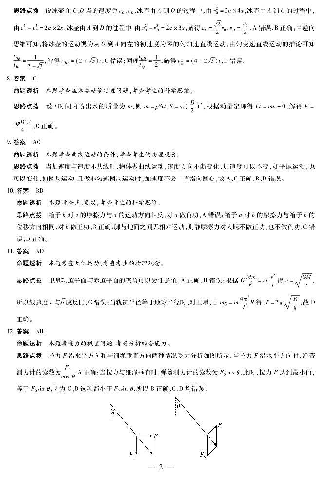 海南省2025—2026学年高三学业水平诊断（一）物理答案第2页