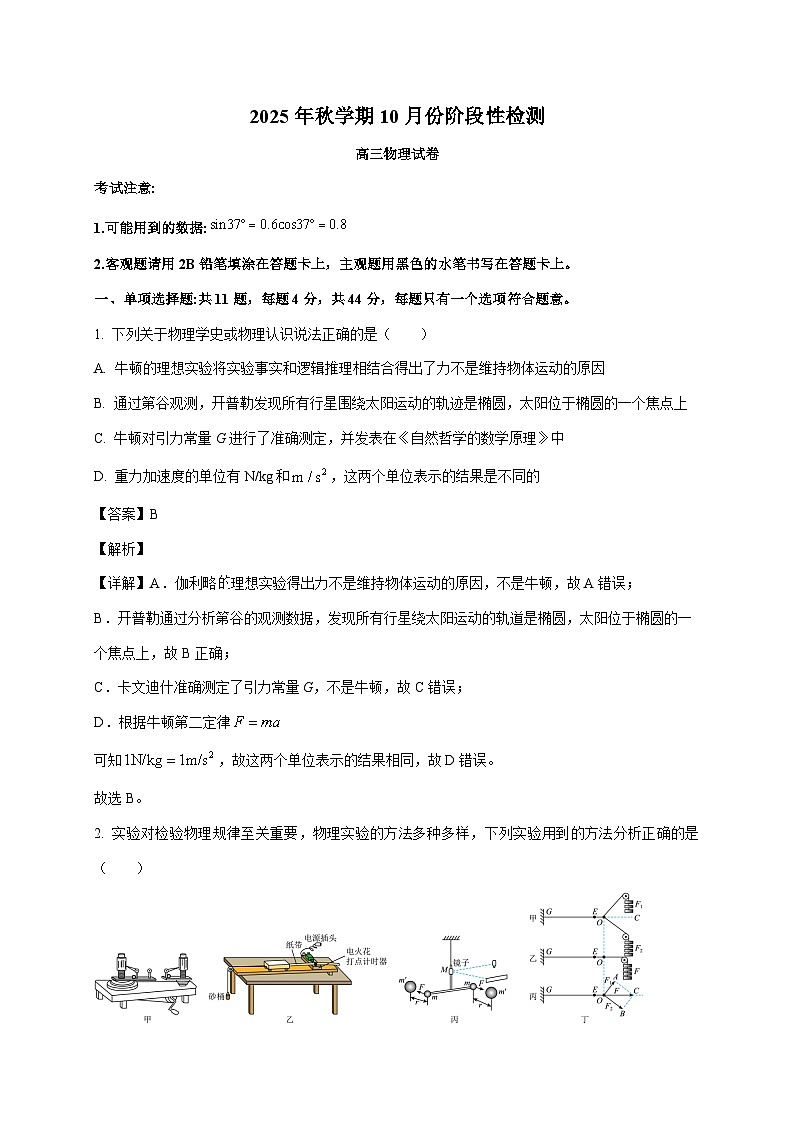 江苏省无锡市洛社高级中学2025~2026学年高三上册10月份阶段性检测物理试卷（含解析）第1页