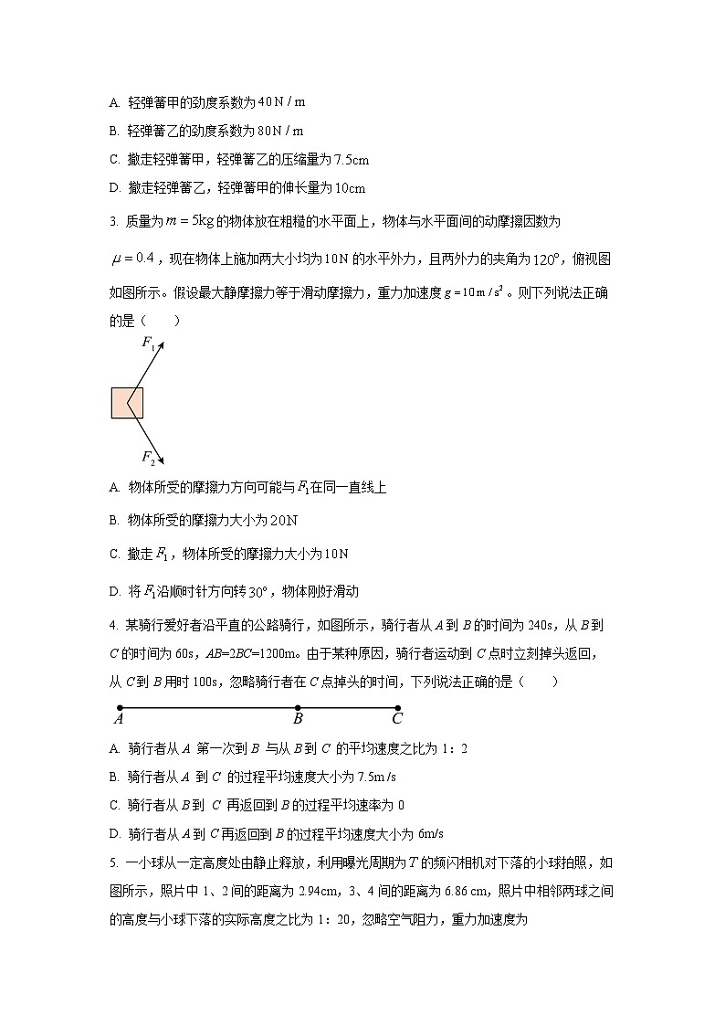 黑龙江省龙东十校联盟2025-2026学年高一上学期期中考试物理试卷（学生版）第2页