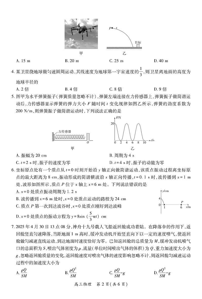 江西省2026届高三11月一轮复习阶段检测物理第2页