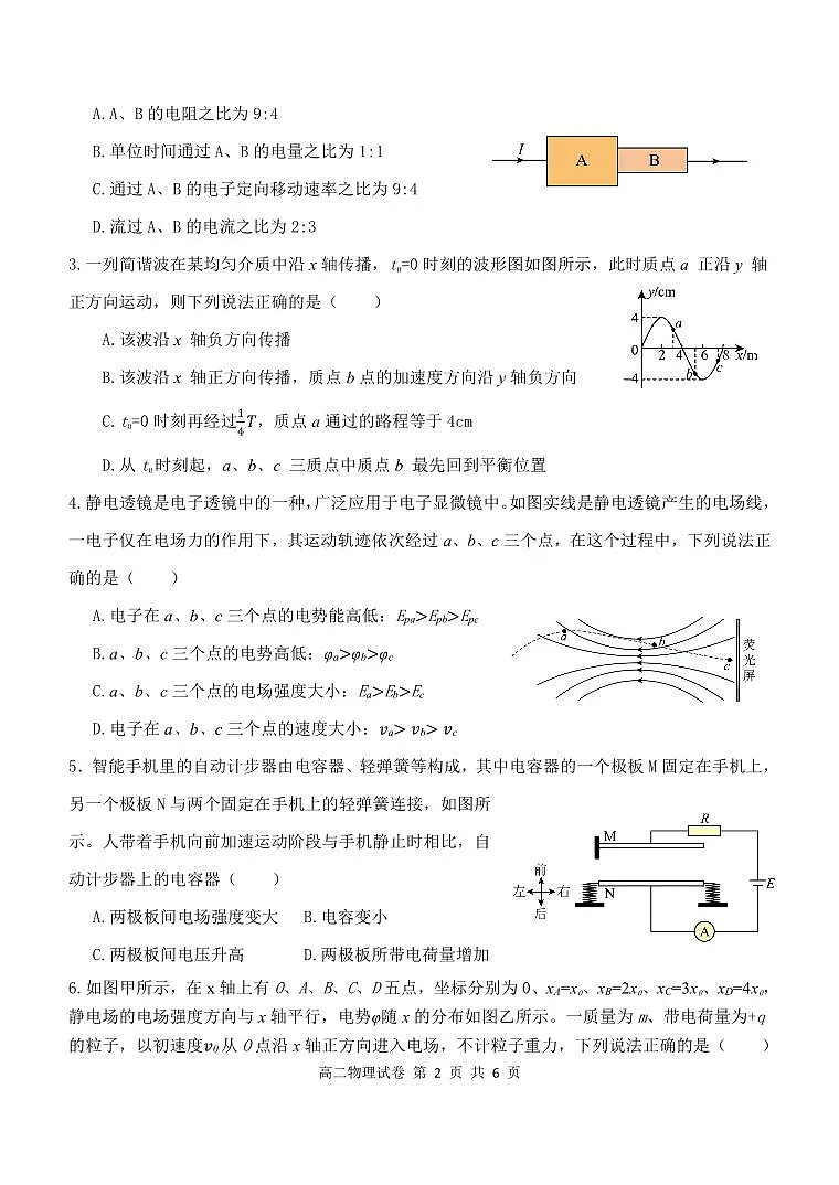 湖北省部分省级示范高中2025-2026学年高二上学期期中测试物理试卷 PDF第2页