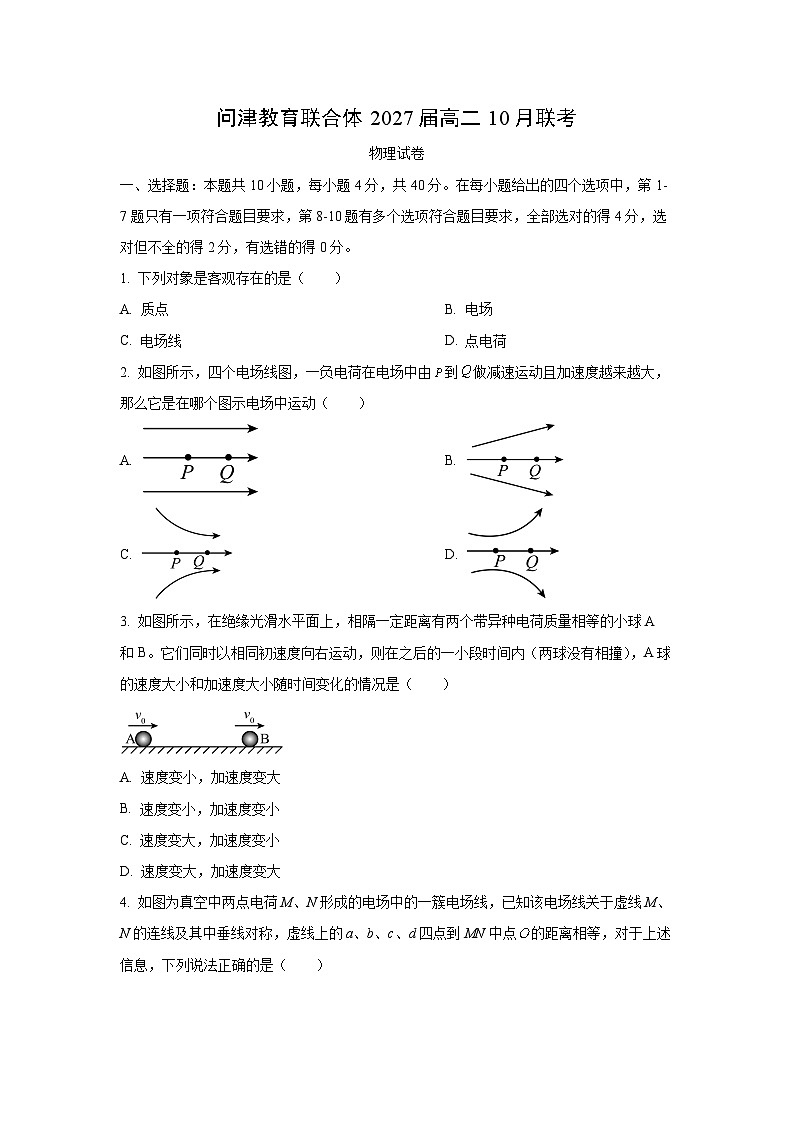 湖北省问津教育2025-2026学年高二上学期10月联考物理试卷（学生版）第1页