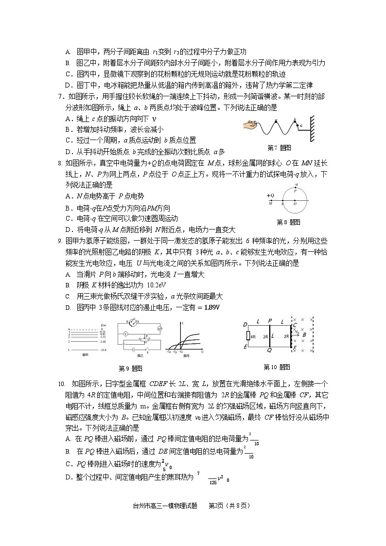 浙江省台州市2025-2026学年高三上学期高考一模11月考试物理试卷第2页