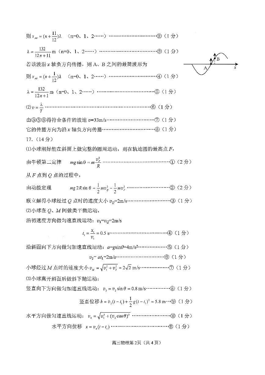 2025—2026学年度第一学期期中学业水平诊断物理答案第2页