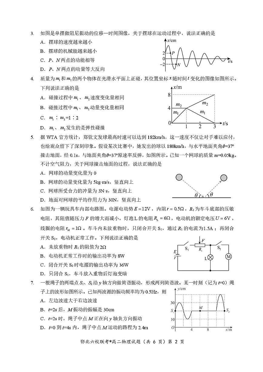 湖北省宜城一中、枣阳一中等鄂北六校2025-2026学年高二上学期期中考试物理试题含答案第2页