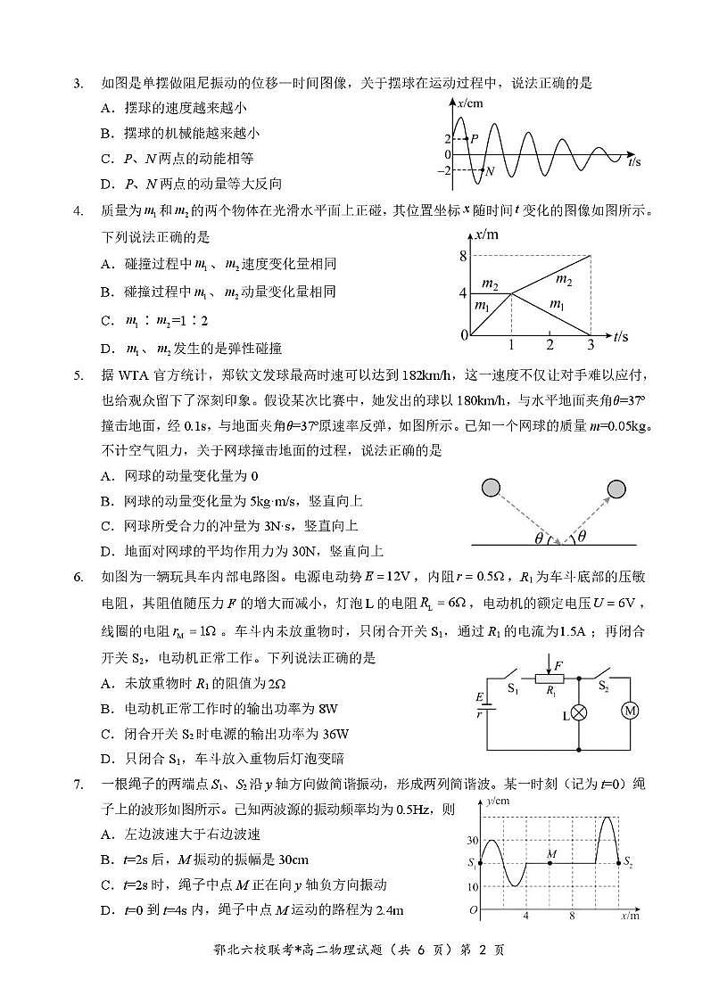 鄂北六校2025-2026学年高二上学期期中考试物理试题（含答案）第2页