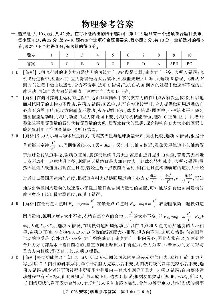 物理答案·2025年11月高三期中联考第1页
