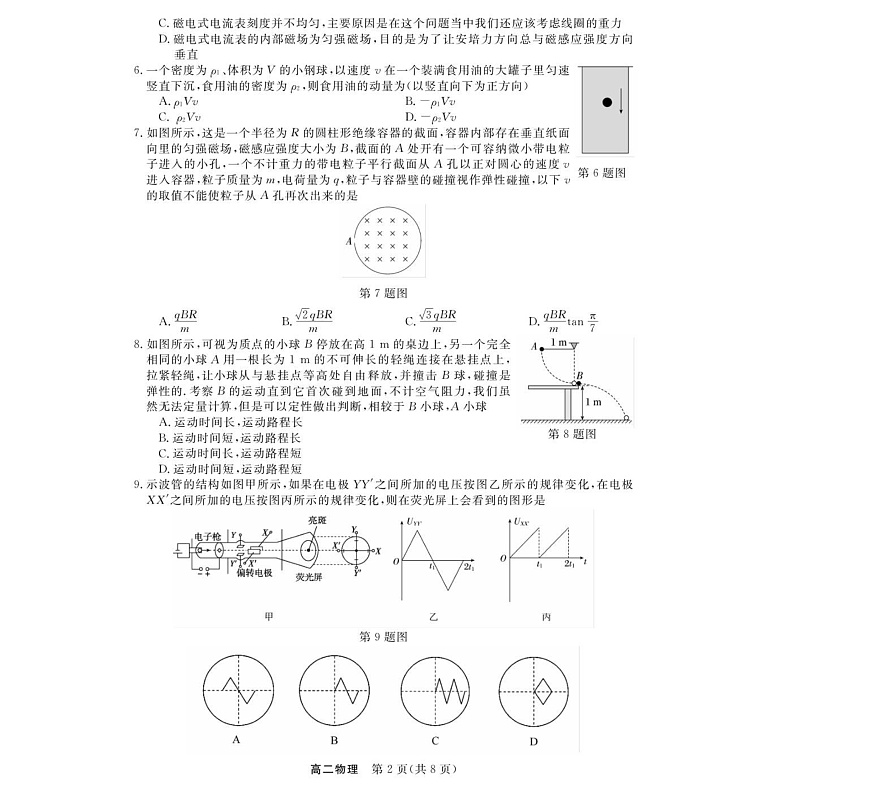 浙江省卓越高中联盟2025-2026学年高二上学期11月期中考试物理试卷第2页