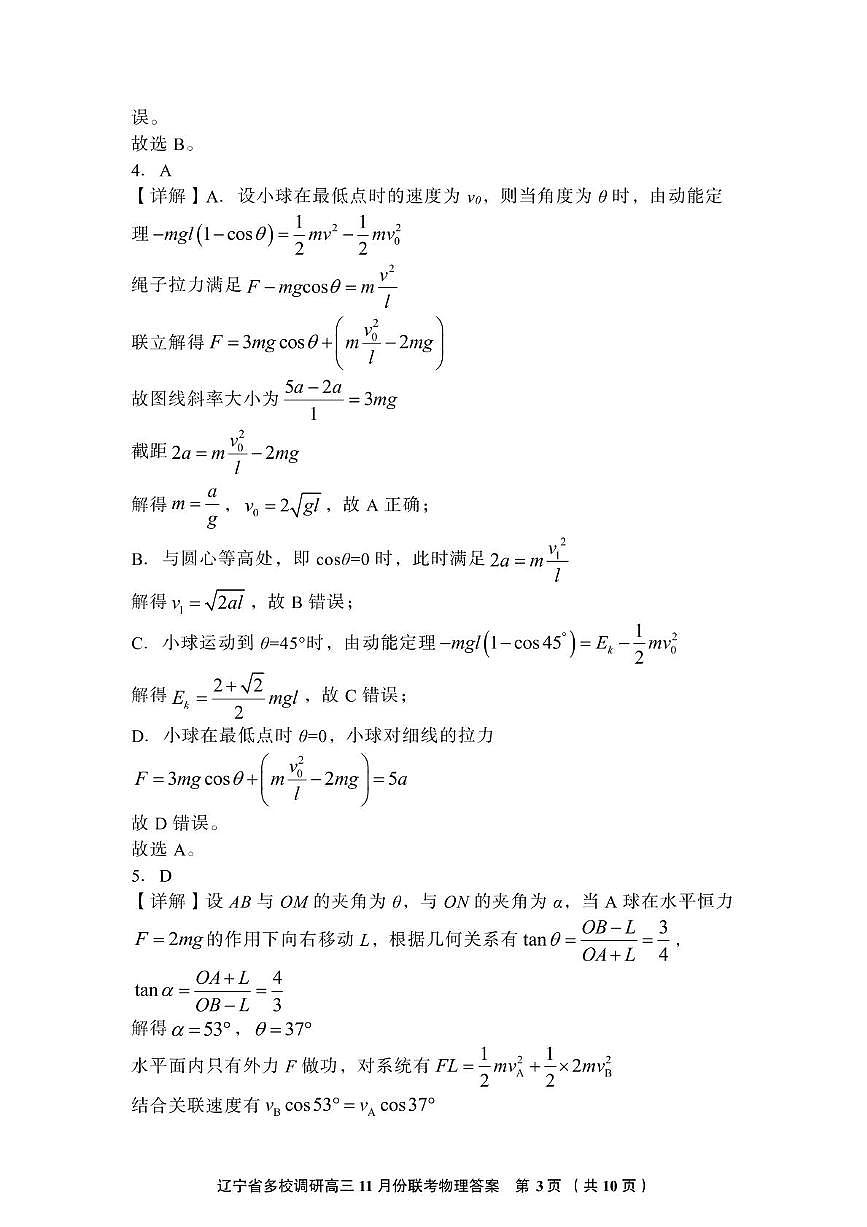 辽宁省多校调研2026届高三上学期11月联考物理答案第3页