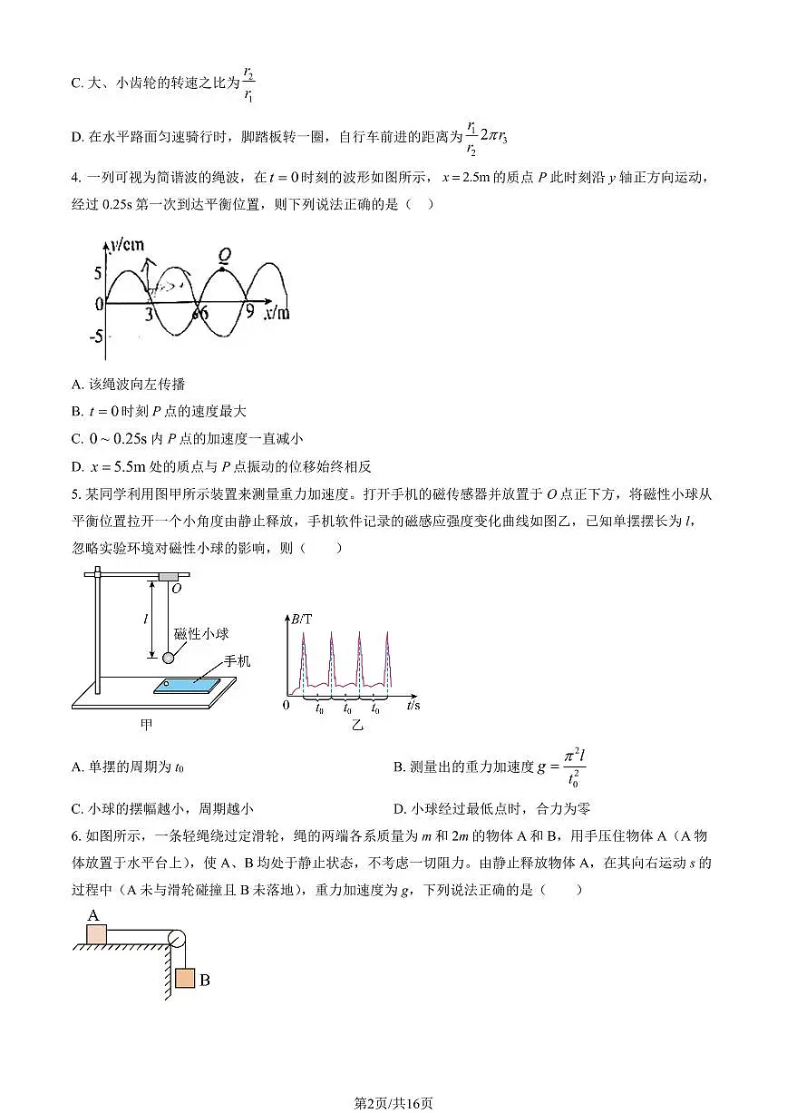 2025北京二十中高三上10月月考物理试卷（教师版）第2页