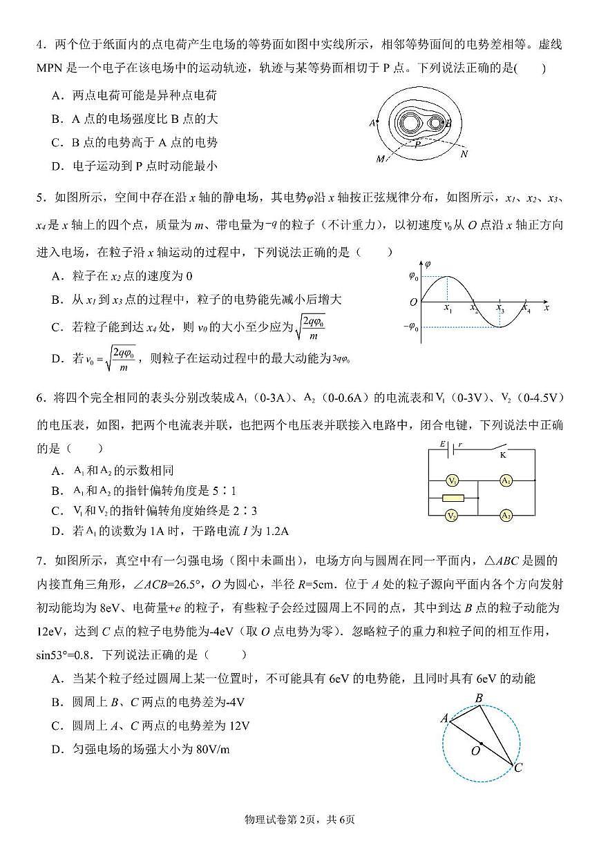2025外高高二上期中-物理试卷第2页