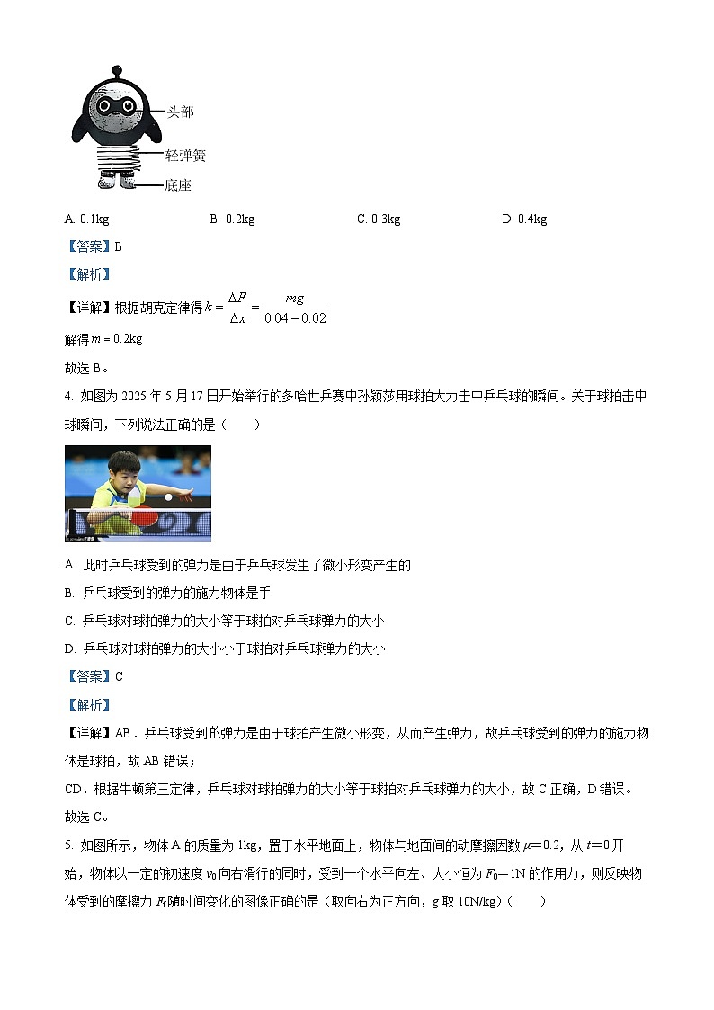 湖南省长沙市明德中学2025-2026学年高一上学期期中考试物理试题 Word版含解析第2页