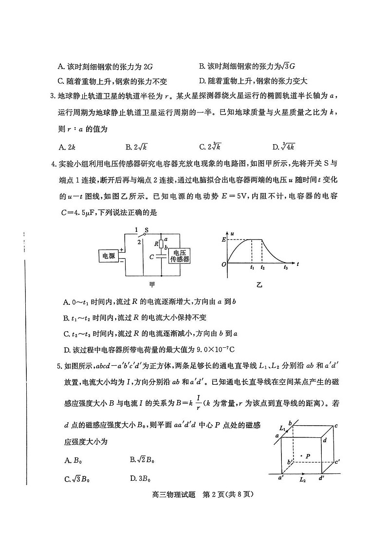 山东省枣庄市2024-2025学年高三上学期1月期末物理试题第2页