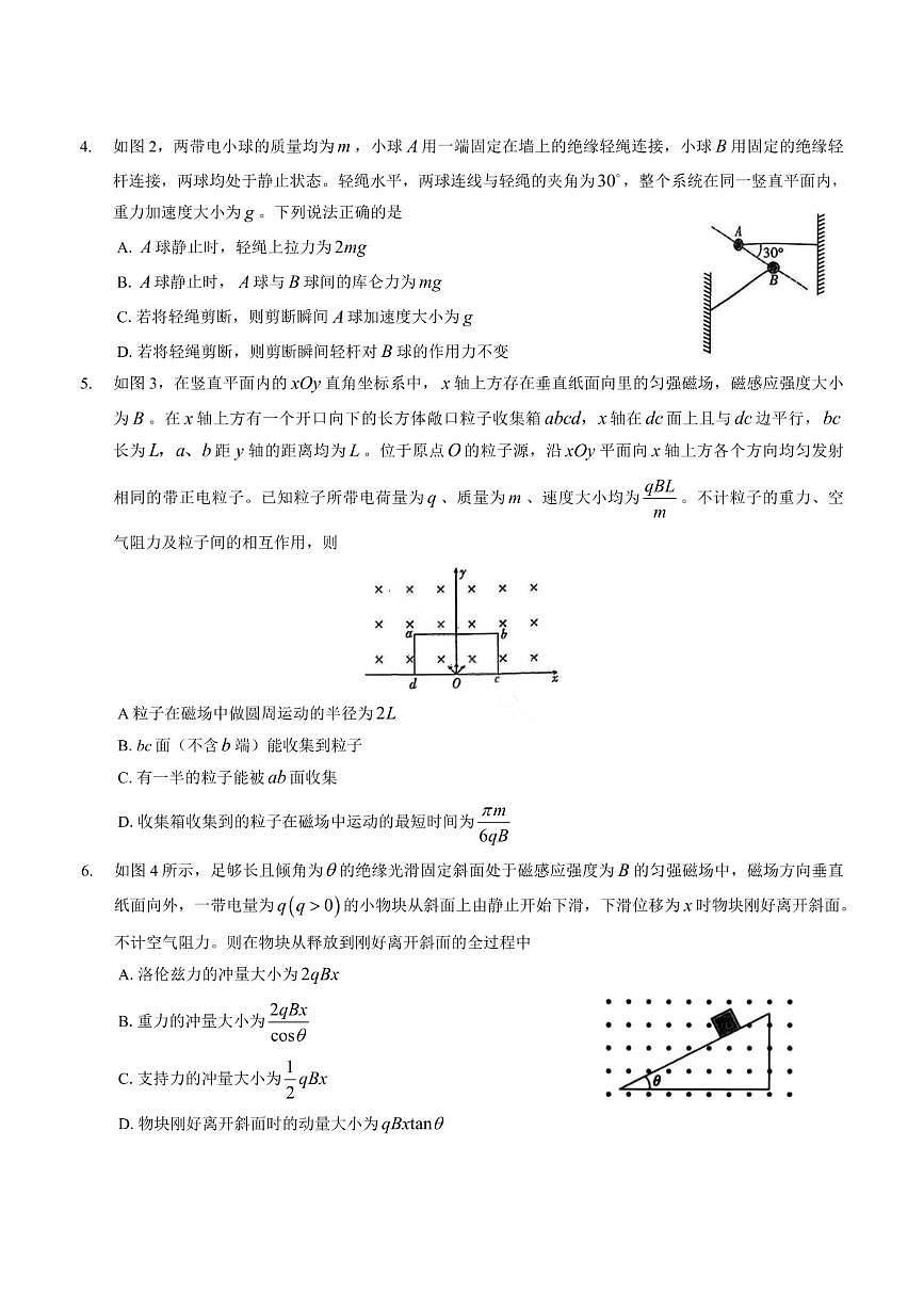 重庆市巴蜀中学2026届高三上学期11月适应性月考卷（四）物理试卷+答案第2页
