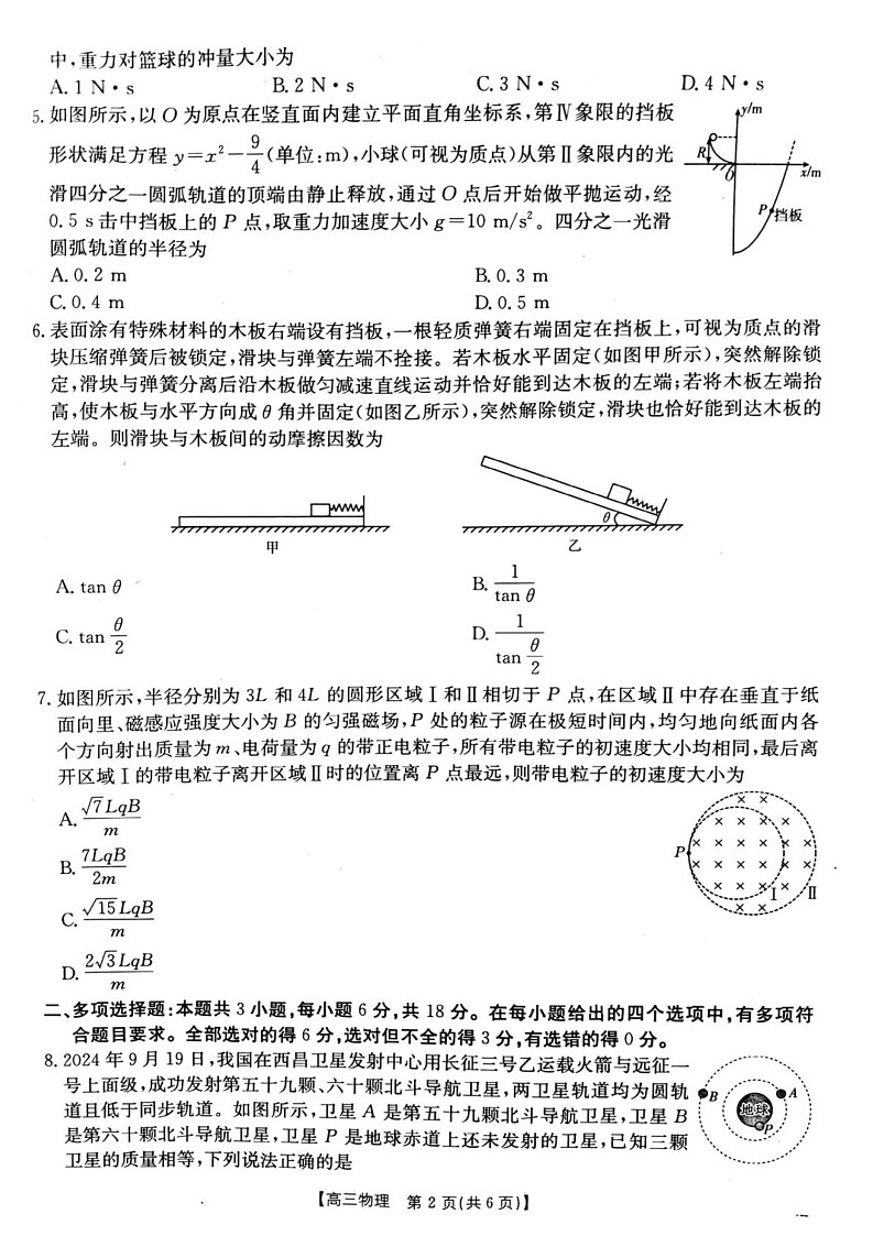 山西省晋城市2024-2025学年高三上学期1月期末物理试题第2页