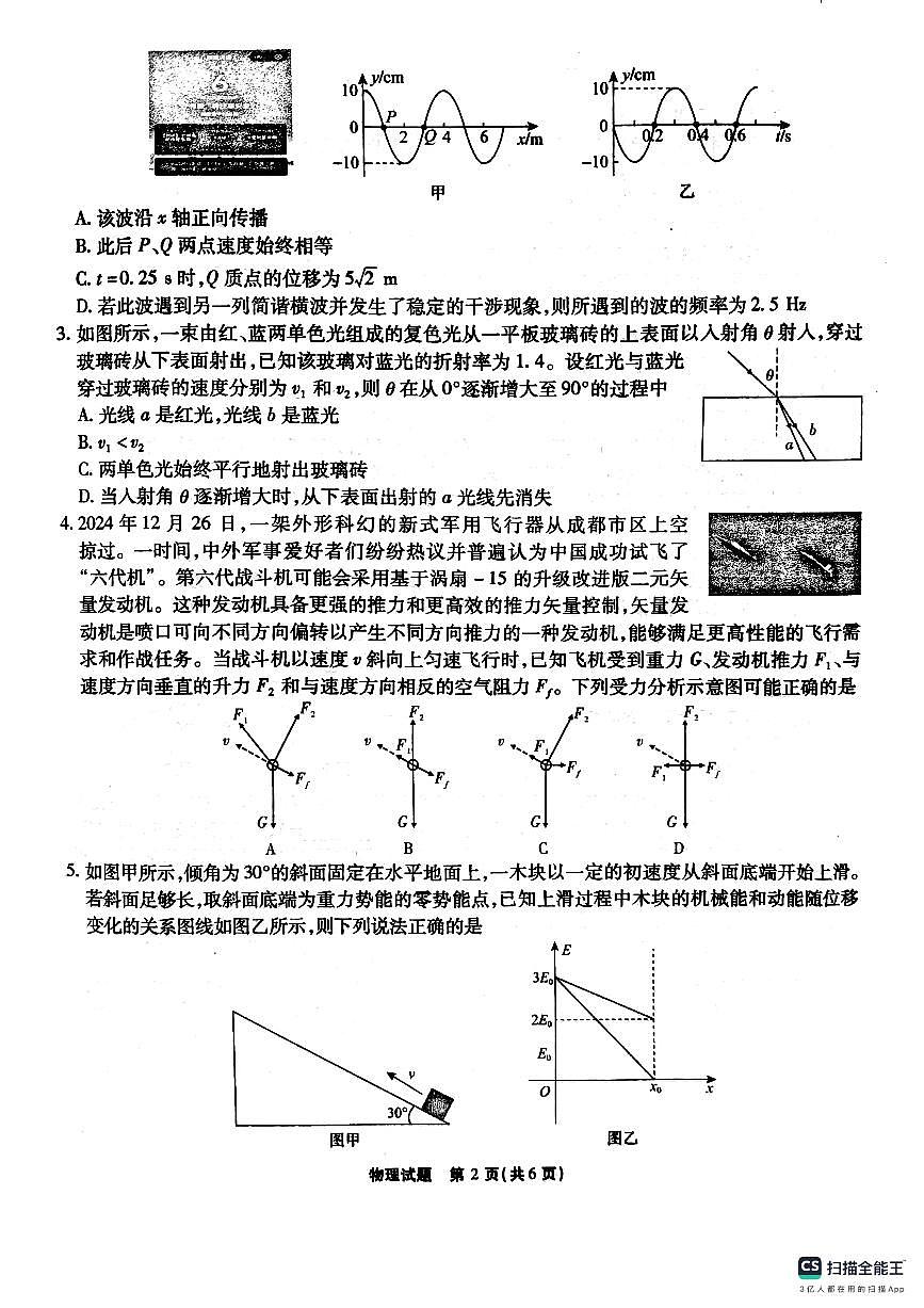 安徽省六校2025届高三下学期2月素质检测考试物理试题第2页