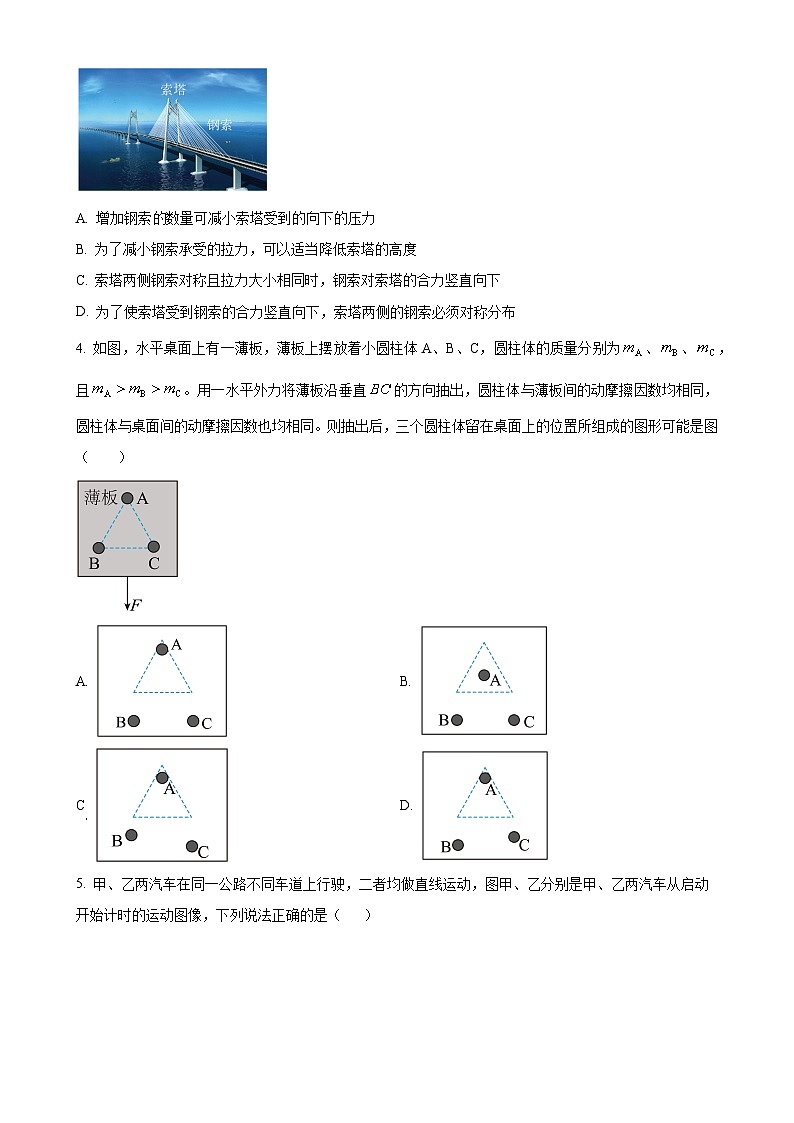 安徽省宣城市2024-2025学年高一上学期期末调研测试物理试题（原卷版）-A4第2页