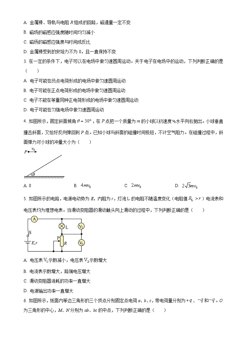 安徽省阜阳市临泉县第一中学2024-2025学年高二上学期1月期末物理试题（原卷版）-A4第2页