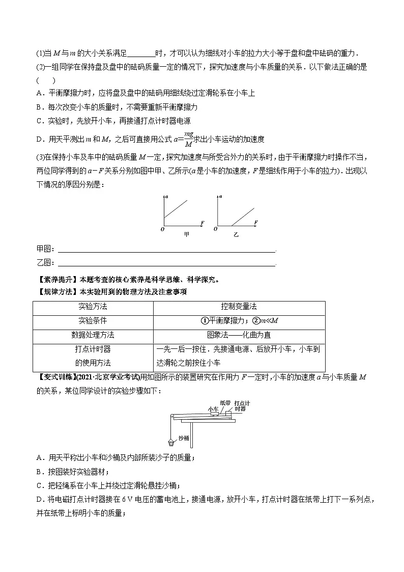 （人教版）必修第一册高一物理同步讲练测专题4.2 实验：探究加速度与力、质量的关系（讲）（原卷版）第2页
