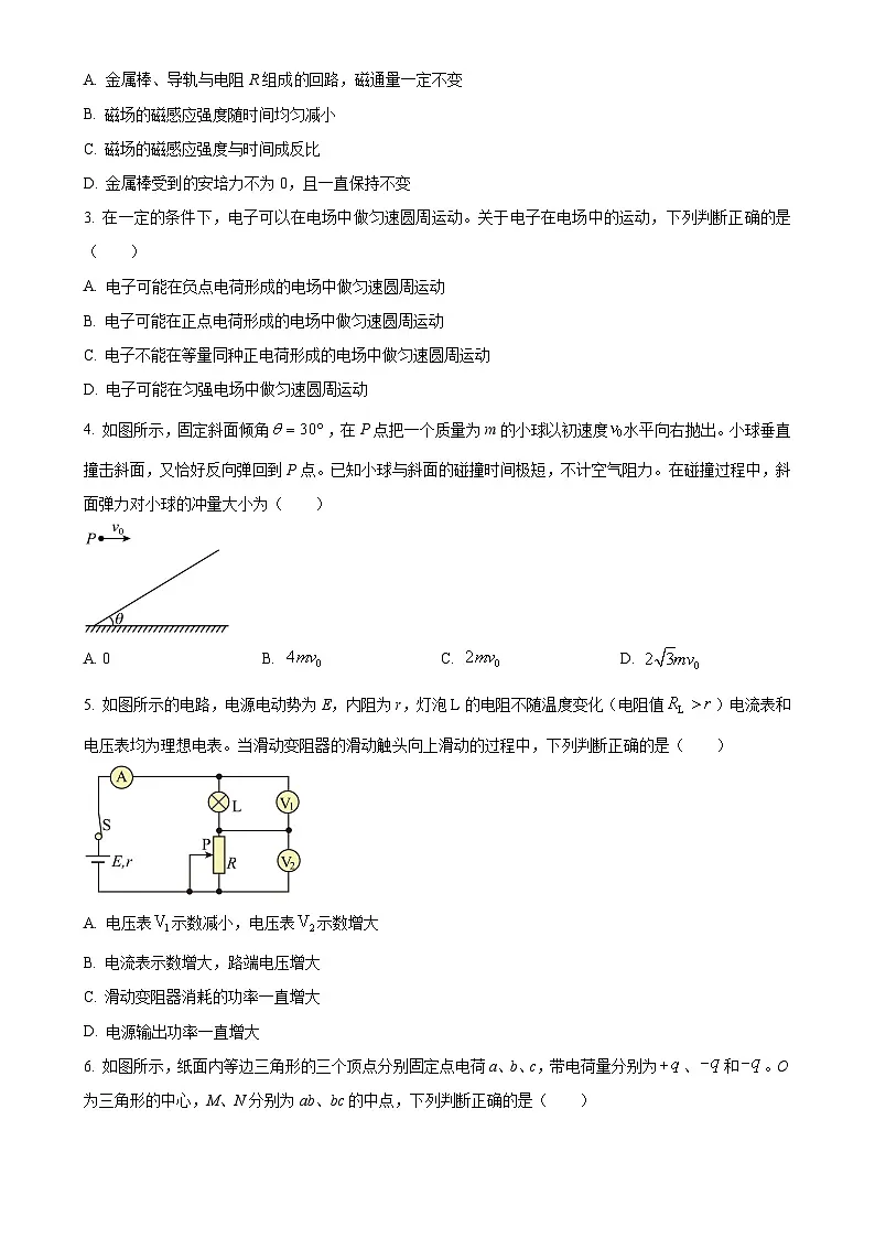 安徽省阜阳市临泉县第一中学2024-2025学年高二上学期1月期末物理试题（原卷版）-A4第2页